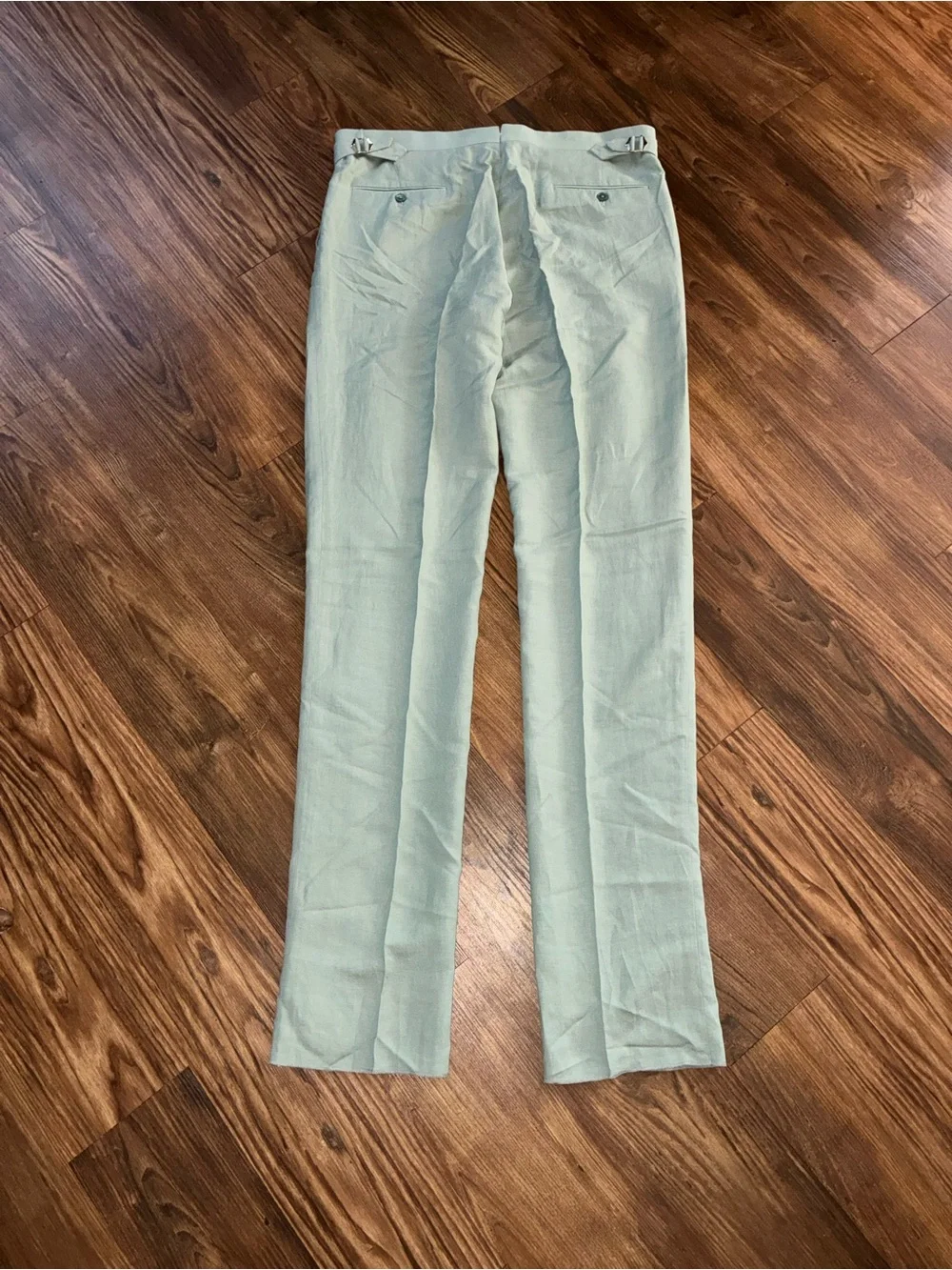 Ralph Lauren Purple Label Mint Green Gregory Hand-Tailored Silk-Linen Trouser